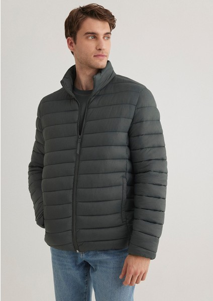 Dik Yaka Yeşil Şişme Mont 0110016-71598