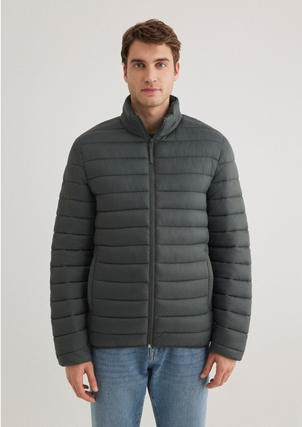 Dik Yaka Yeşil Şişme Mont 0110016-71598