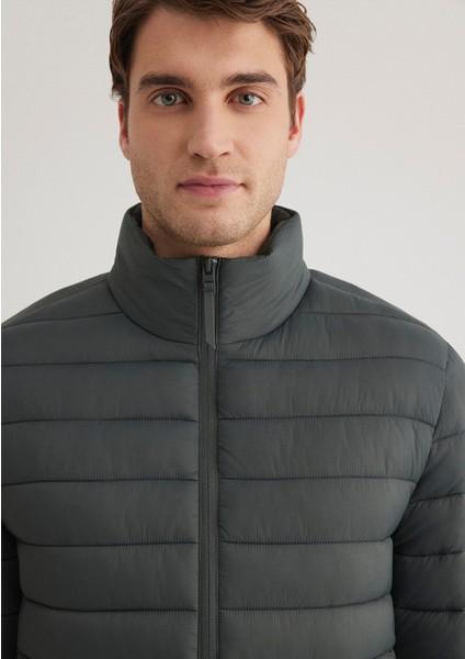 Dik Yaka Yeşil Şişme Mont 0110016-71598