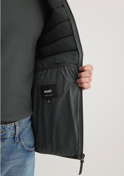 Dik Yaka Yeşil Şişme Mont 0110016-71598