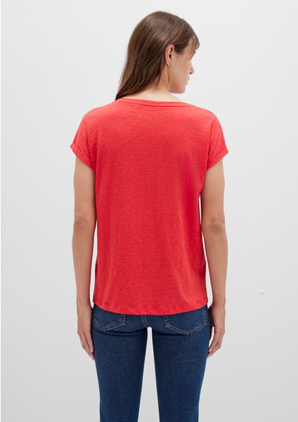 V Yaka Kırmızı Basic Tişört 1600961-71083