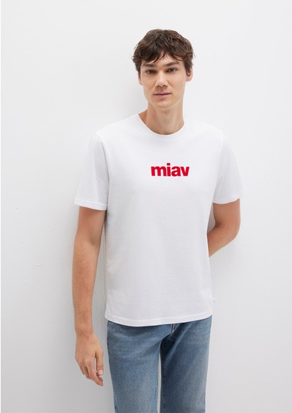 Kırmızı Miav Baskılı Beyaz Tişört 067153-622