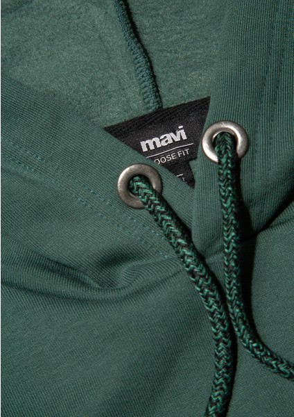 Mavi Logo Nakışlı Kapüşonlu Yeşil Sweatshirt 065809-71580