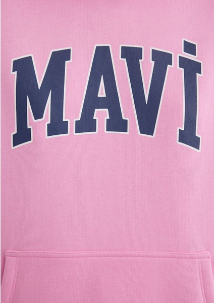 Mavi Logo Baskılı Kapüşonlu Pembe Sweatshirt 1600361-71038