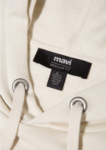 Mavi Logo Baskılı Kapüşonlu Bej Sweatshirt 065606-70134
