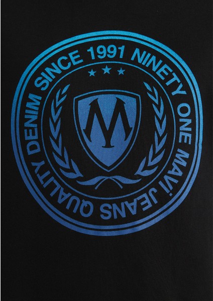 Mühür Logo Baskılı Kapüşonlu Siyah Sweatshirt 0611721-900