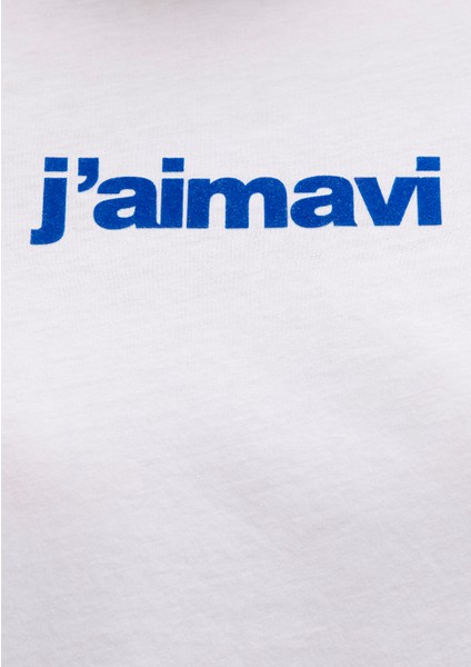 Mavi Baskılı Beyaz Tişört 1612242-620