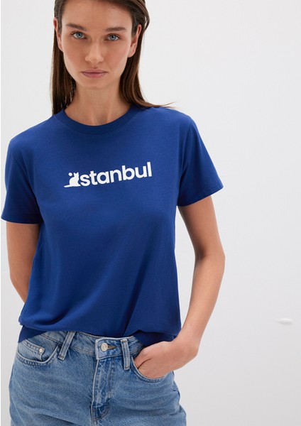 İstanbul Baskılı Mavi Tişört 1612111-70722