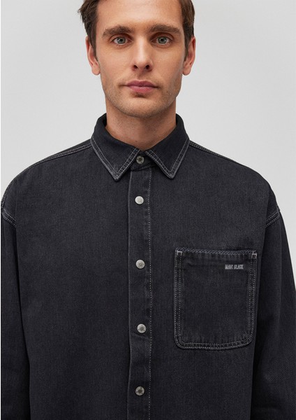 Aidan Mavi Black Antrasit Jean Gömlek 0210588-85622
