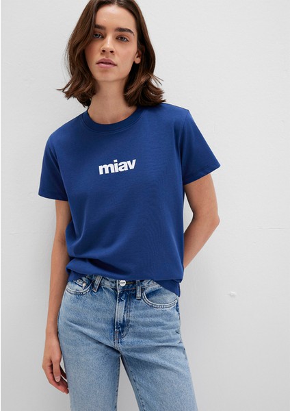 Miav Baskılı Mavi Tişört 1610622-70722