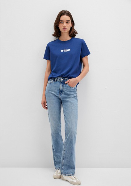 Miav Baskılı Mavi Tişört 1610622-70722