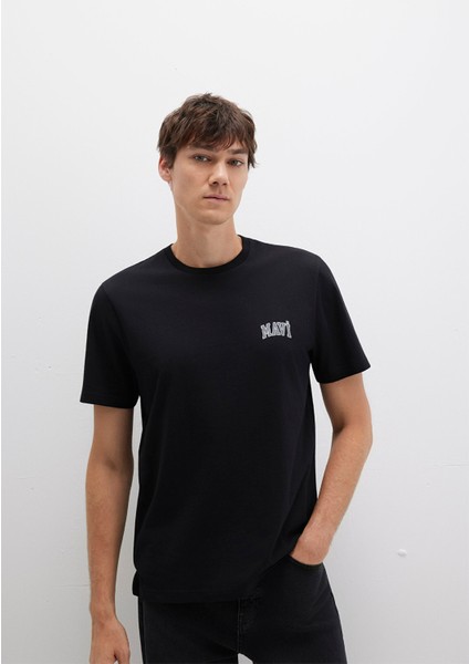 Mavi Logo Baskılı Siyah Tişört 0611714-900