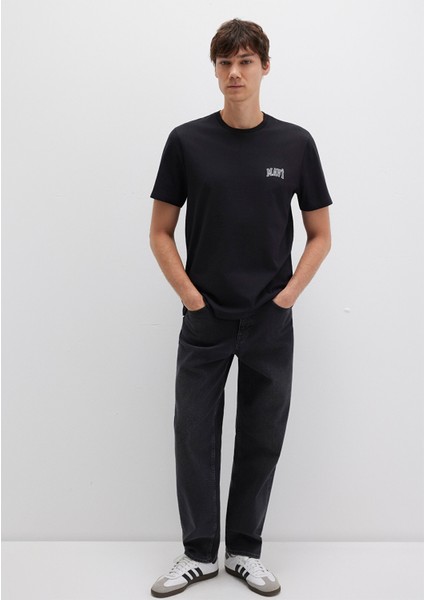 Mavi Logo Baskılı Siyah Tişört 0611714-900