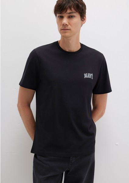 Mavi Logo Baskılı Siyah Tişört 0611714-900