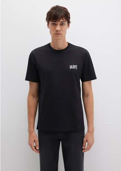 Mavi Logo Baskılı Siyah Tişört 0611714-900