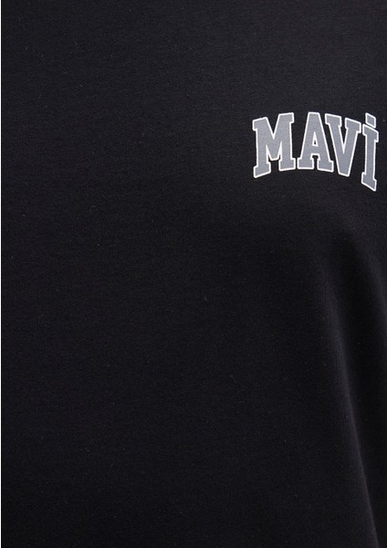 Mavi Logo Baskılı Siyah Tişört 0611714-900