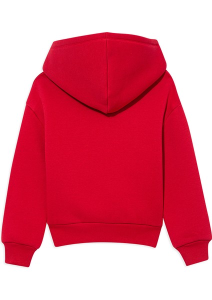 Mavi Logo Baskılı Kırmızı Kapüşonlu Sweatshirt 6610110-70464