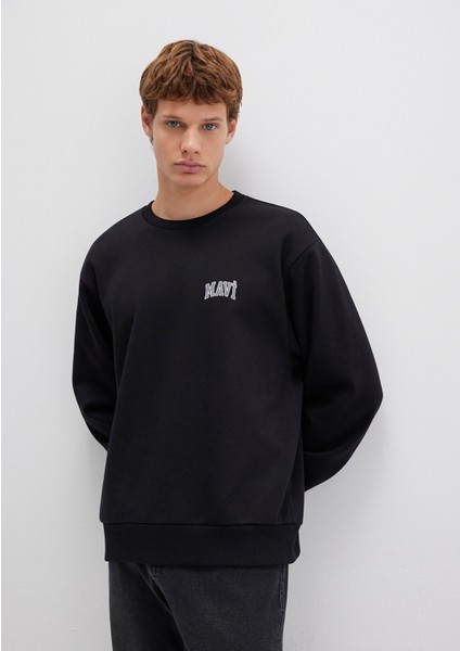 Mavi Logo Baskılı Siyah Sweatshirt 0611716-900
