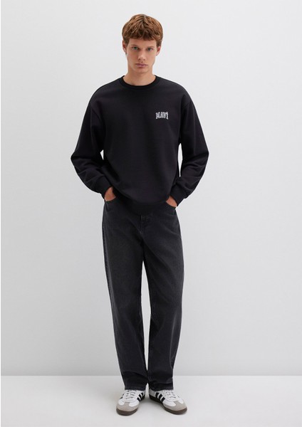 Mavi Logo Baskılı Siyah Sweatshirt 0611716-900