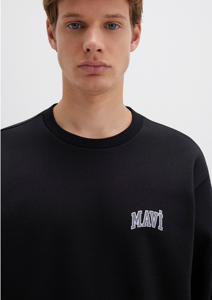 Mavi Logo Baskılı Siyah Sweatshirt 0611716-900