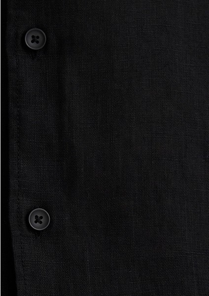 Siyah Keten Gömlek 0210492-900