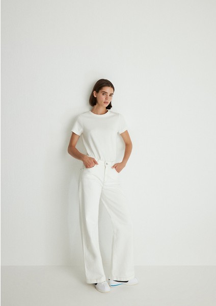 Malibu Kolej Kırık Beyaz Jean Pantolon 1010152-85277