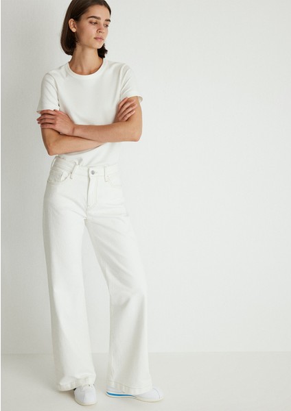 Malibu Kolej Kırık Beyaz Jean Pantolon 1010152-85277