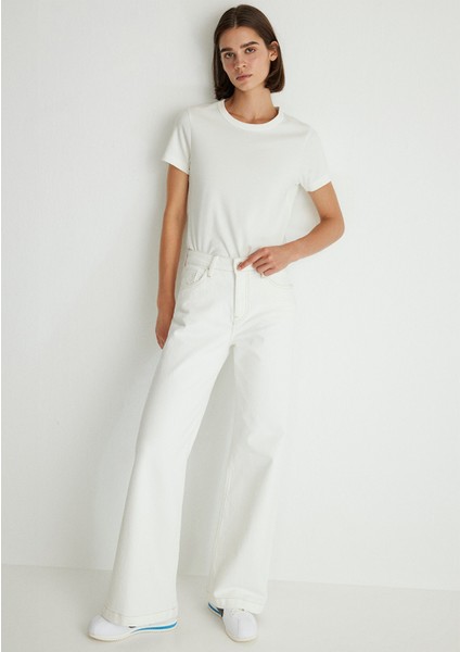 Malibu Kolej Kırık Beyaz Jean Pantolon 1010152-85277