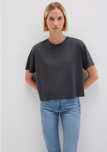 Bisiklet Yaka Antrasit Basic Tişört 1611651-70087