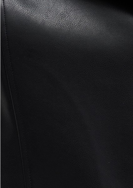 Biker Yaka Siyah Suni Deri Ceket 1110221-900