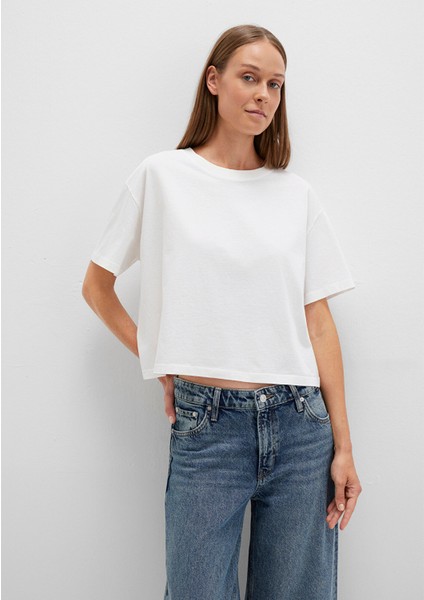 Bisiklet Yaka Beyaz Basic Tişört 1611651-80194