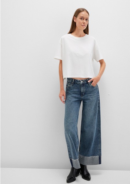 Bisiklet Yaka Beyaz Basic Tişört 1611651-80194