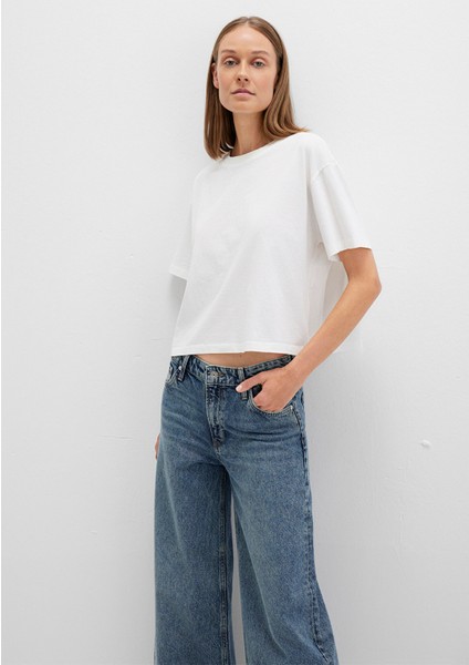 Bisiklet Yaka Beyaz Basic Tişört 1611651-80194