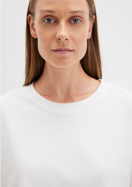 Bisiklet Yaka Beyaz Basic Tişört 1611651-80194