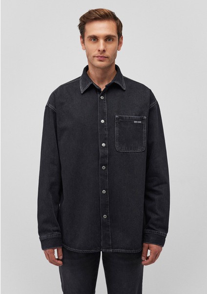 Aidan Mavi Black Antrasit Jean Gömlek 0210588-85622