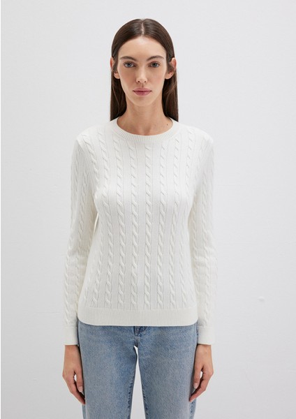 Bisiklet Yaka Ekru Kazak 1710341-70057