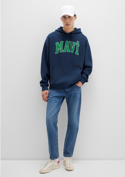 Mavi Logo Baskılı Kapüşonlu Lacivert Sweatshirt 067149-29743