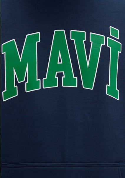 Mavi Logo Baskılı Kapüşonlu Lacivert Sweatshirt 067149-29743