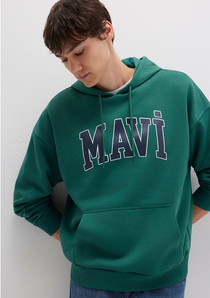 Erkek Zümrüt Yeşili M067149-71874 Kapişonlu Sweatshirt