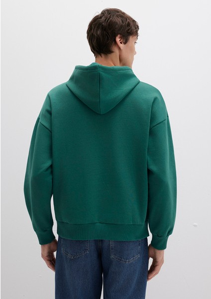 Erkek Zümrüt Yeşili M067149-71874 Kapişonlu Sweatshirt