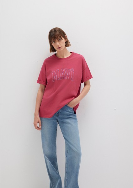 Mavi Logo Baskılı Pembe Tişört 1611193-70931