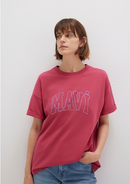 Mavi Logo Baskılı Pembe Tişört 1611193-70931