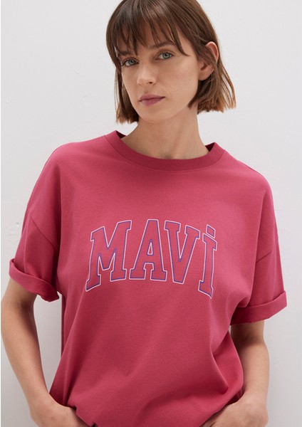 Mavi Logo Baskılı Pembe Tişört 1611193-70931