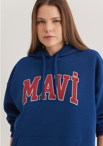 Mavi Logo Baskılı Kapüşonlu Lacivert Sweatshirt 1600361-82625