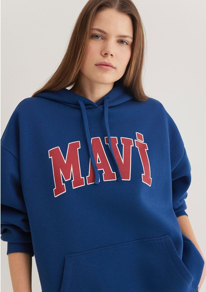Mavi Logo Baskılı Kapüşonlu Lacivert Sweatshirt 1600361-82625