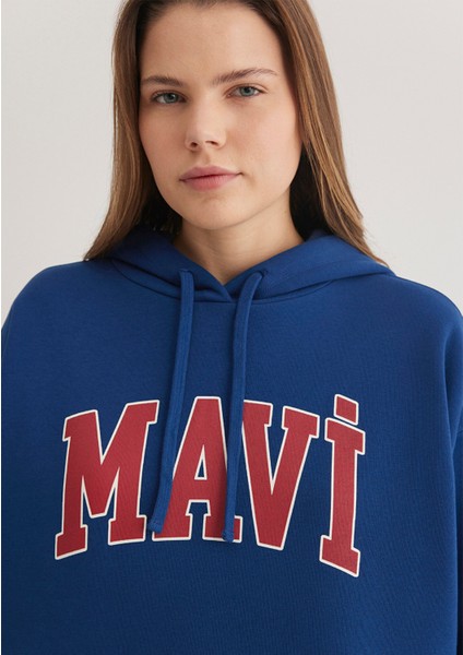 Mavi Logo Baskılı Kapüşonlu Lacivert Sweatshirt 1600361-82625