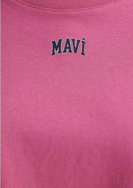 Mavi Logo Baskılı Pembe Crop Tişört 1611585-84670