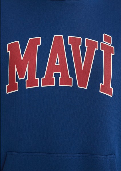 Mavi Logo Baskılı Kapüşonlu Lacivert Sweatshirt 1600361-82625