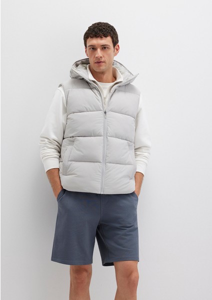 Kapüşonlu Açık Gri Şişme Yelek 0110089-70075