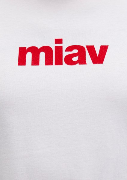 Kırmızı Miav Baskılı Beyaz Tişört 067153-622